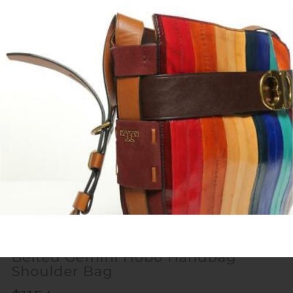 Rare Tory Burch multicolour eel stripe belted Gemini hobo shoulder bag - Picture 4 of 7